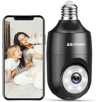 2K Light Bulb Security Camera Wireless Outdoor - 360° AI Motion Detection Cameras for Home Security Outside, 2.4G Hz, Full-Color Night Vision, Auto Tracking, Siren Alarm, SD/Cloud Storage