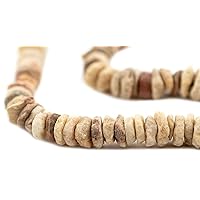TheBeadChest Ancient Quartz Mali Stone Disk Beads 8-11mm African Brown Large Hole 25 Inch Strand Handmade