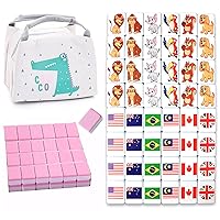 Seaside Escape Game Blocks Mahjong Sets with 49 Tiles 38mm Pet and Flag Pattern with Bag.
