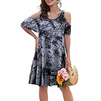 BELAROI Womens Plus Size Dresses Short Sleeve Cold Shoulder Casual T Shirt Swing Dress Summer Beach Sundress