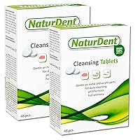 Denture Cleaner Tablet NaturDent Cleans Removes Dark Stains Plaque and Smells From Full Dentures, Partial Dentures Prosthesis and Orthodontic Braces Leaving Your Mouth Feeling Fresh and Clean (2 Pack)