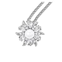 Ben-Amun Jewelry Flower Pearl Pendant Silver Necklace