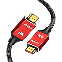 Capshi 8K HDMI Cables 10ft Red, High Speed 48Gbps HDMI Cable 2.1, 8K@60HZ, 4K@120HZ, 2K@240HZ HDCP 2.2&2.3, HDR, Ethernet- 28AWG Braided HDMI Cord- eARC Compatible for UHD TV, Blu-ray, PS5, PS4, PC