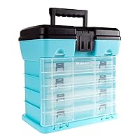Portable Tool Box - Small Parts Organizer with Drawers and Customizable Compartments for Hardware, Tackle, Beads, or Crafts by Stalwart (Light Blue)