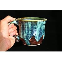 Coffee mug, pottery mug, Psychedelic green mug, handmade ceramic mug, coffee lover, coffee mug pottery, Personalized mug, unique gift