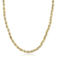 14K Gold 4MM Thick Diamond Cut Rope Chain Necklace Unisex Sizes 20