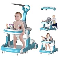Baby Walkers, 5 and 1 Baby Walker with Wheels, Walker for Babies 4-Height Baby Walkers and Activity Center for Boys Girls, Baby Walkers for Babies 7-18 Months, Baby Walkers and Activity Center (Blue)