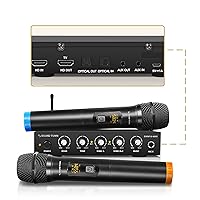 Wireless Microphone Karaoke Mixer System with HD Audio Return Channel, Optical (Toslink), AUX, Supports Smart TV, Media Box, PC, Bluetooth, Soundbar, Receiver (SWM16-MAX)