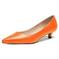 WAYDERNS Women's Matte Pointed Toe Slip On Kitten Low Heel Pumps Shoes 1.5 Inch