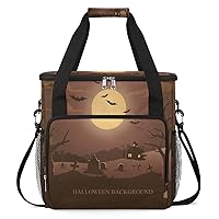 Halloween Night Tomb 02 Coffee Maker Carrying Bag Compatible with Single Serve Coffee Brewer Travel Bag Waterproof Portable Storage Toto Bag with Pockets for Travel, Camp, Trip