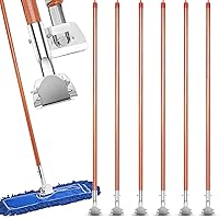 6 Pcs Clip on Dust Mop Handle 51.2 Inch Mop Stick Replacement, Swivel Head for Household Wet and Dry Mops, Cleaning Supplies
