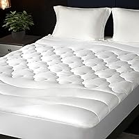 HYREST King Mattress Pad, Premium Zoned Qulited Mattress Pad Cover, Paded Fitted Mattress Protector Cooling Breathable Soft Fluffy, Deep Pocket 8