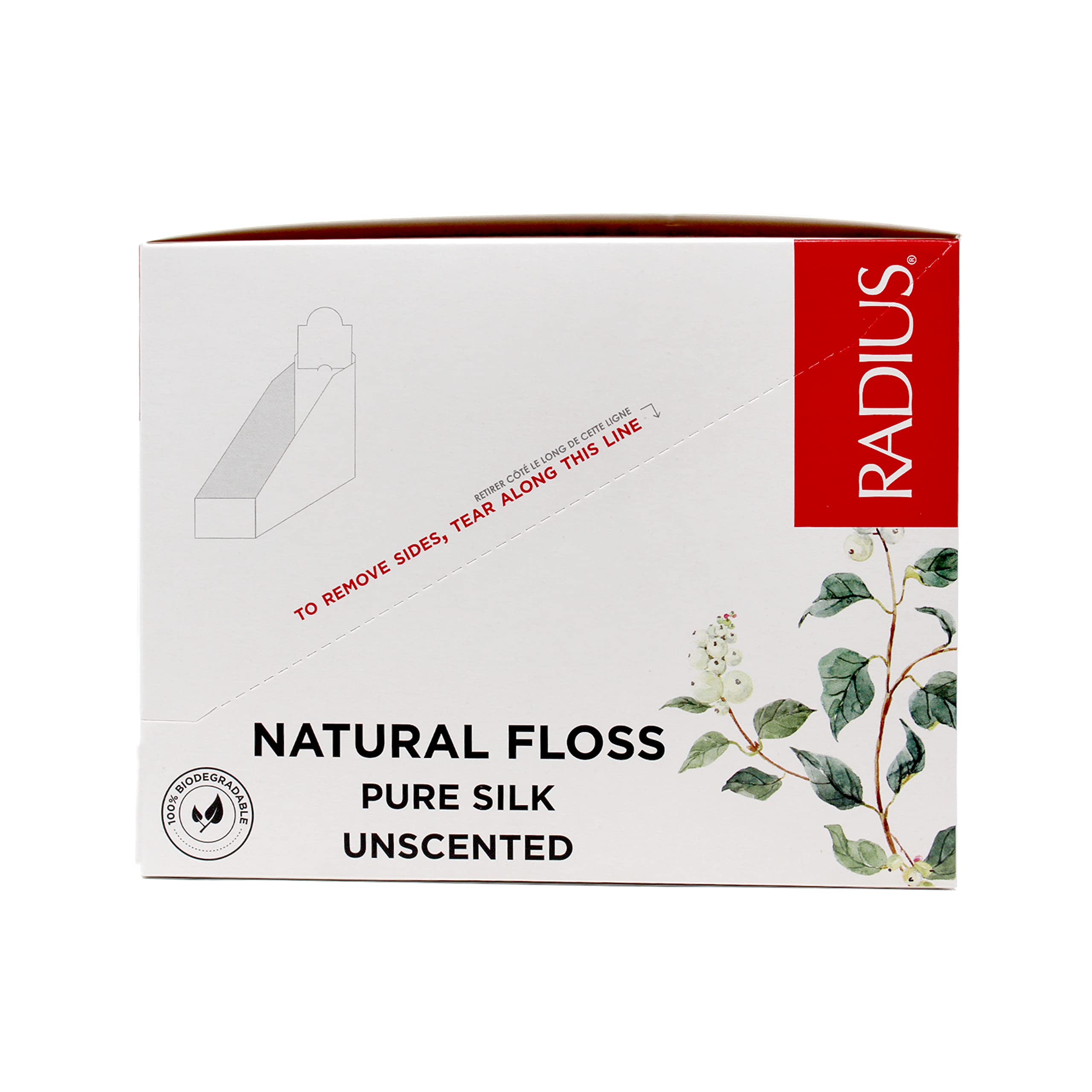RADIUS Natural Unscented Silk Dental Floss 33 Yards Compostable Non-Toxic Oral Care & Designed to Help Fight Plaque Clear - Pack of 6