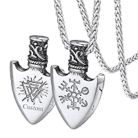 FaithHeart Norse Viking Rune Necklace with Adjustable Braided Leather/Stainless Steel Rope Chains for Men Women, Vintage Amulet Jewelry Gift with Delicate Box