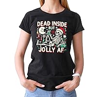 Dead Inside but Jolly AF Shirt, Shirt, Christmas Lover Shirt, Holiday Winter Shirt,Womens Skeleton Christmas Tshirt, Tank Top, V-Neck, Long Sleeve, Sweatshirt, Hoodie Multicolor