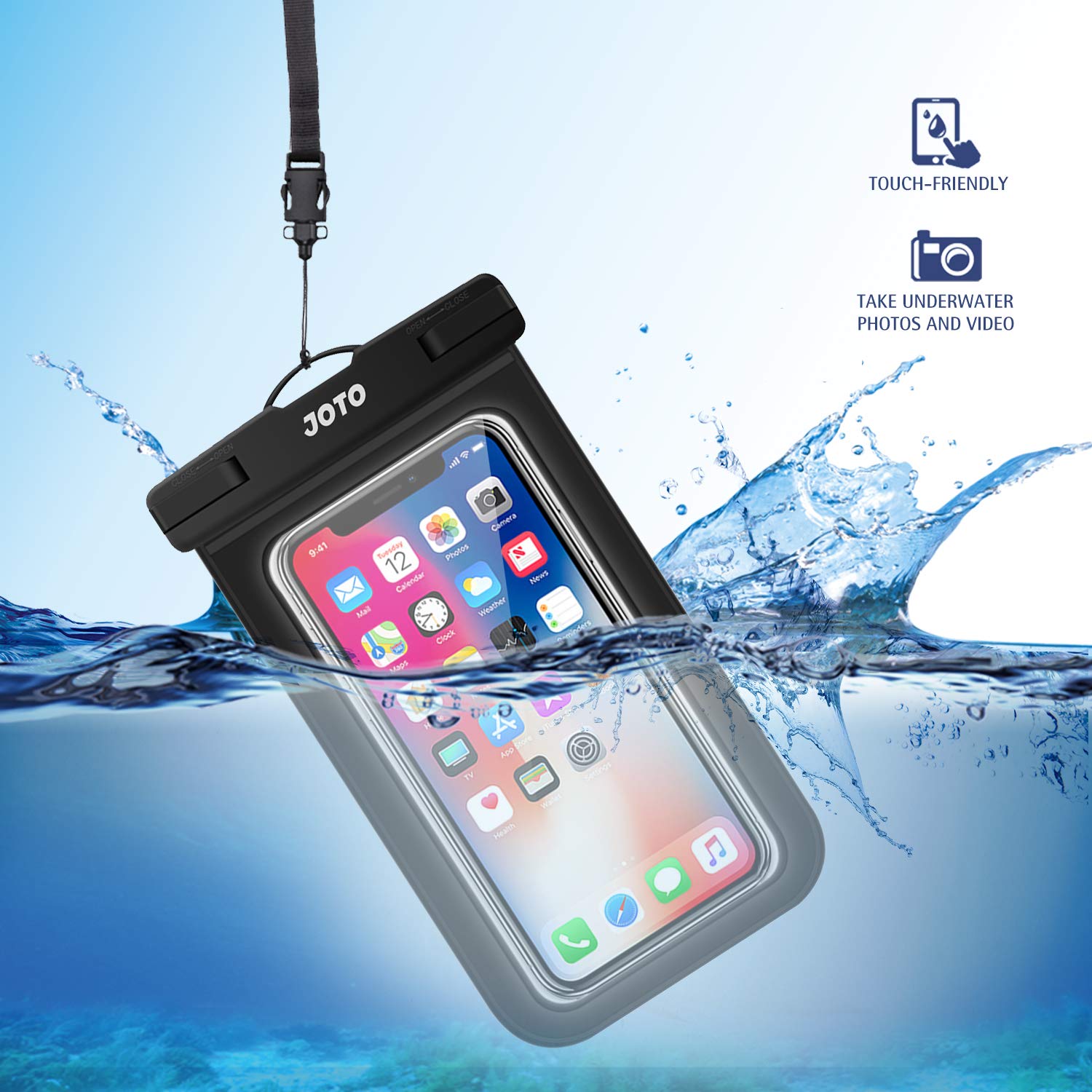 JOTO Waterproof Phone Pouch IPX8 Universal Waterproof Case Dry Bag Phone Protector for iPhone 14 13 12 11 Pro Max Plus XS XR X 8 Galaxy S23 S22 S21 S20 Pixel Up to 7