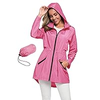 Avoogue Women's Long Raincoat with Hood Outdoor Lightweight Windbreaker Rain Jacket Waterproof