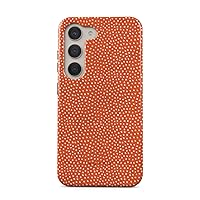 BURGA Phone Case Compatible with Samsung Galaxy S23 Plus - Hybrid 2-Layer Hard Shell + Silicone Protective Case -White Polka Dots Pattern Vintage Orange - Scratch-Resistant Shockproof Cover