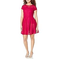 A|X Armani Exchange Women's Sheer Collar A-Line Dress, Bright Cranberry, M