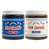 Mama Teav's OG Heat & Hot Garlic Chili Crisp Bundle - Mild Spice Umami Crunchy Chili Oil Condiment - All Natural Vegan Healthy - Cold-Pressed Grapeseed Oil - 6oz