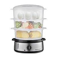 Elite Gourmet EST4401 Electric Food Vegetable Steamer with BPA-Free 3 Tier Stackable, Nested Basket Trays, Auto Shut-off 60-min Timer, 800W, 9.5 Quart, Stainless Steel