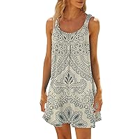 Summer Dresses for Women 2024 Fashion Summer Beach Casual Print Sleeveless Cute Sling Dress