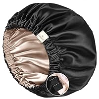 Satin Bonnet Sleep Bonnet Cap - Extra Large, Double Layer, Reversible, Adjustable Satin Cap for Sleeping Hair Bonnet(X-Large,Champagne)