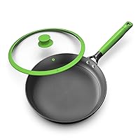 imarku 12 Inch Non Stick Frying Pans with Lid, Long Lasting Cast Iron Skillet, Premium Frying Pan with Stay Cool Handles, Professional Frying Pan Skillet with Lid, Dishwasher Safe