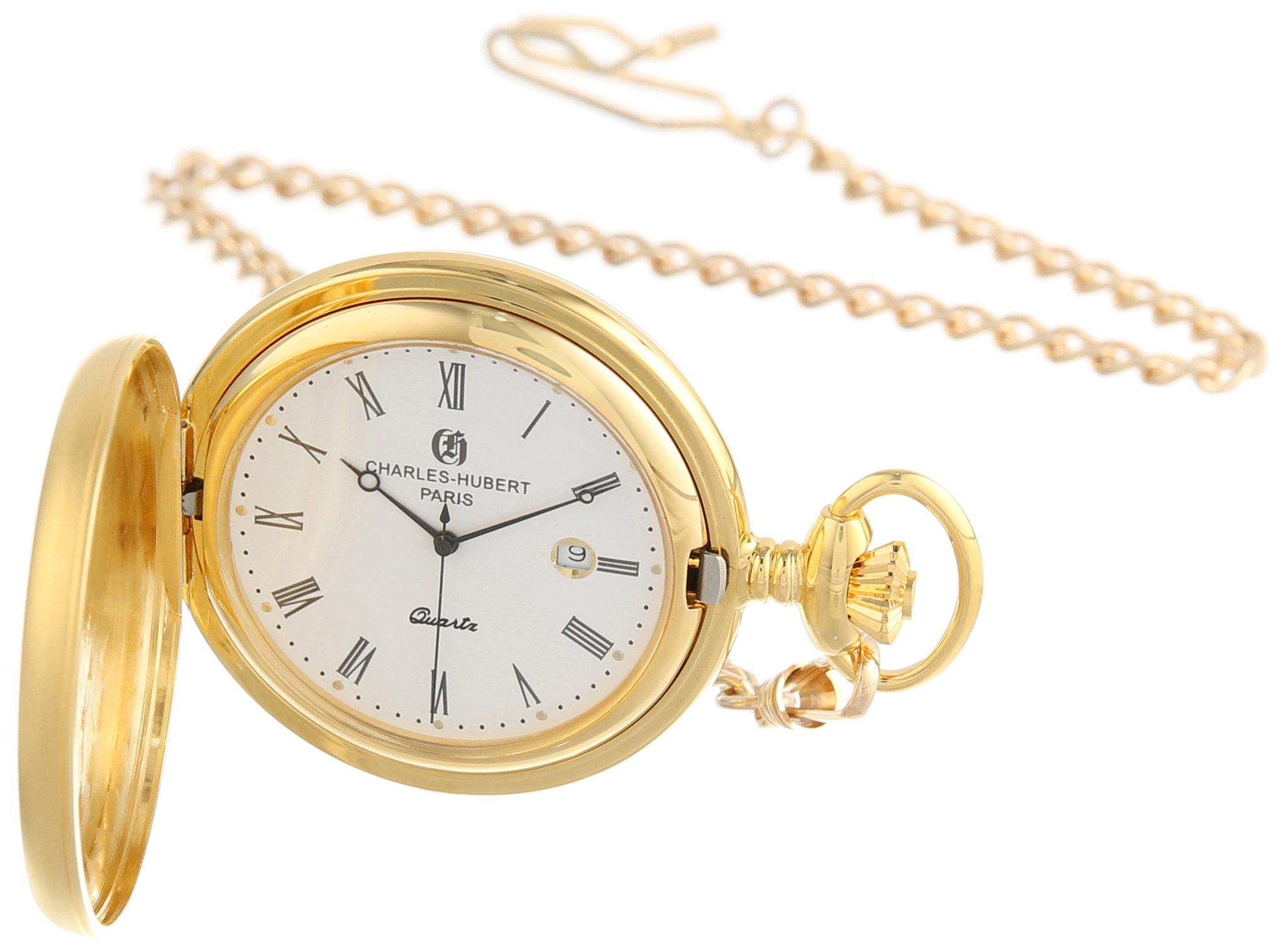 Charles-Hubert, Paris Gold-Plated Quartz Pocket Watch