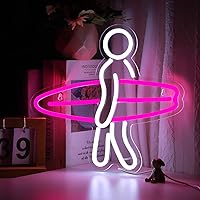 Surfer Neon Sign for Bedroom Wall Decor USB Powered, Surfboard Decor Dimmable Surfer Light Anime Neon Sign for Kids Room Wall Art Birthday Gift 13 * 12 Inches Pink
