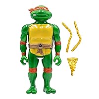 SUPER7 TMNTW01-MCC-01 TMNT Reaction Michelangelo with Carry Case Standard, Multi-Colored