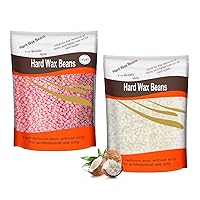 1.3lb Hard Wax Beads for Hair Removal, Yovanpur Pearl Wax Beads for Brazilian Waxing, Waxing Beans for Sensitive Skin, 21oz Face Eyebrow Back Legs At Home with 20pcs Wax Sticks(Rose Pink & Coconut)