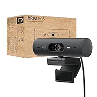 Logitech Brio 505 Full HD Webcam with auto Light Correction, auto-framing, Show Mode, Dual Noise Reduction mics, Privacy Shutter - Works with Microsoft Teams, Google Meet, Zoom, TAA Compliant