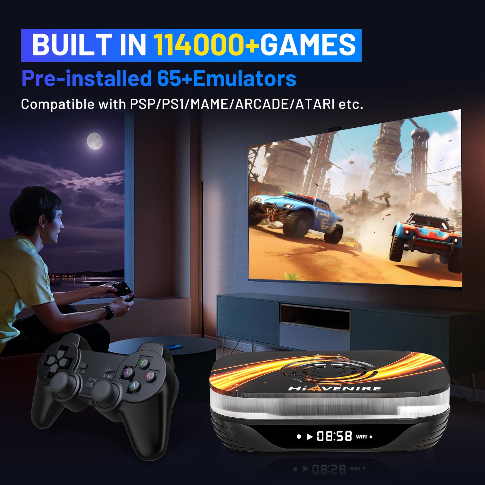 HiAvenire Super Console X3 Plus Retro Game Console Pre-Installed in 114000+ Games, Android 9.0 and Emuelec 4.5 Game System in 1, s905X3 Chip,with 2 Gamepads(256G)
