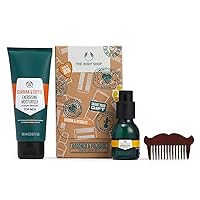 The Body Shop Groomed & Polished Beard Care Gift Set – Vegan – Cedar & Sage Beard Oil 30 ml Guaran & Coffee Moisturizer and Comb