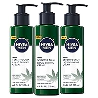 NIVEA MEN Sensitive Calm Liquid Shaving Cream with Vitamin E and Hemp Seed Oil, 3 Pack of 6.8 Fl Oz Pump Bottles