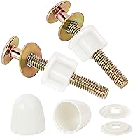 2 Pack Toilet Seat Bolts Screws for Most Top Mount Toilet Seats Plus 2 Pack Universal Round Shape Toilet Bowl Bolt Caps Covers Toilet Replacement Parts Accessories