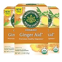 Traditional Medicinals Organic Ginger Aid Herbal Tea, Promotes Healthy Digestion, (Pack of 3) - 48 Tea Bags Total