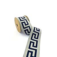 Jacquard Ribbon Greek Key Decorative Woven Fabric Trim for Curtains and Cushions, 16 Yards Drapery Trim Tape for Home Decor 2.75 inch Pillow Trim 70197