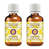 Deve Herbes Pure Manuka Essential Oil (Leptospermum scoparium) Steam Distilled (Pack of Two) 100ml X 2 (6.76 oz)