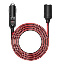 Chanzon 12V/24V Car Cigarette Lighter Extension Cord - 6Ft/12Ft UL 16AWG Cable with 15A Fuse - Heavy Duty Auto DC Power Plug Connector for Tire Inflators, Cleaners & Adapter - Male to Female Socket