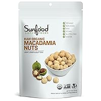 Sunfood Superfood Organic Macadamia Nuts Unsalted - Raw | 8 oz. Bag, 7 Servings | Great for Keto Snack or Baking | Good Source of Fiber, Free of Preservatives | Non-GMO, Vegan, Gluten-free
