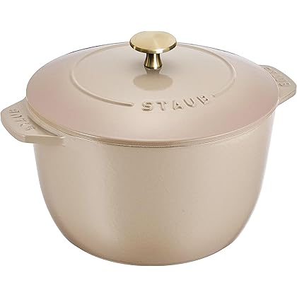 staub La Cocotte de GOHAN Linen Z1026-009 Linen L Brass Knob Specifications 7.9 inches (20 cm) Rice Pot, Rice Cooker, 3 Pieces, Induction Compatible, Japanese Authentic Product with Serial Number