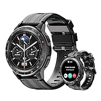 Military Smart Watch for Men (Answer/Make Calls), 35 Days Extra-Long Battery, IP68 Waterproof 1.43’’ AMOLED Fitness Tracker, 100+ Sport Modes Fitness Watch with SpO2/Sleep/Heart Rate Monitor (Black)