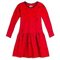 Mightly Girls' Long Sleeve Tiered Dress with Pockets | 95% Organic Cotton, Kids Colorful Dress, School, Parties & Play