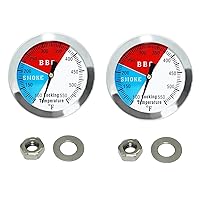 2 inch BBQ Thermometer Gauge 2 Pcs Charcoal Grill Pit Smoker Temp Gauge Grill Thermometer Replacement for Smoker Grill Wood Charcoal Pit, Grill Temp Thermometer