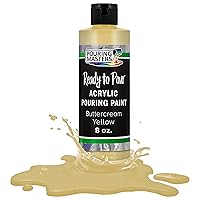 Pouring Masters Buttercream Yellow Acrylic Ready to Pour Pouring Paint – Premium 8-Ounce Pre-Mixed Water-Based - For Canvas, Wood, Paper, Crafts, Tile, Rocks and more