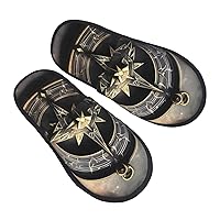Magical Design Norse Runes Compass Printed Slippers Cozy Indoor Slide Unisex House Slippers Soft Plush Slip-on Slippers