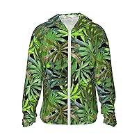Men's Marijuana-Leaves-Brown-Weed Sun Protection Hoodie Shirt Long Sleeve Fishing Womens Uv Shirt Hiking