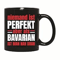 Bavarian German Quote Gift for Bavarian Culture Lovers Nobody is Perfect 11oz 15oz Black Coffee Mug